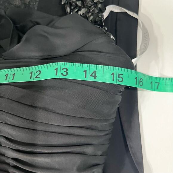 Sherri Hill Black Rouched Lace Draped Jewel Straps Bodycon Mini Dress Size 4 - Picture 8 of 15